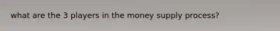 what are the 3 players in the money supply process?