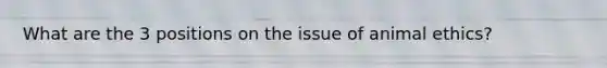 What are the 3 positions on the issue of animal ethics?