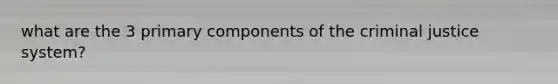 what are the 3 primary components of <a href='https://www.questionai.com/knowledge/kuANd41CrG-the-criminal-justice-system' class='anchor-knowledge'>the criminal justice system</a>?