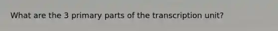 What are the 3 primary parts of the transcription unit?