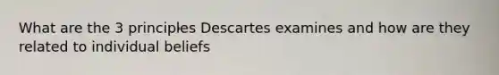 What are the 3 principles Descartes examines and how are they related to individual beliefs