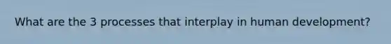 What are the 3 processes that interplay in human development?