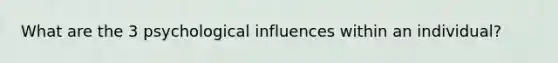 What are the 3 psychological influences within an individual?