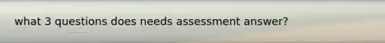 what 3 questions does needs assessment answer?