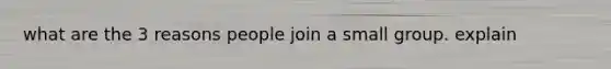 what are the 3 reasons people join a small group. explain