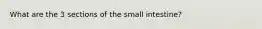 What are the 3 sections of the small intestine?