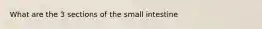 What are the 3 sections of the small intestine