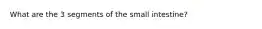 What are the 3 segments of the small intestine?