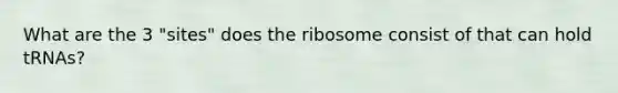 What are the 3 "sites" does the ribosome consist of that can hold tRNAs?