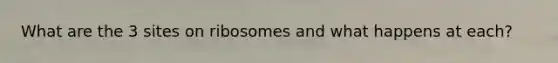 What are the 3 sites on ribosomes and what happens at each?