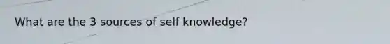 What are the 3 sources of self knowledge?