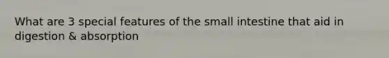 What are 3 special features of the small intestine that aid in digestion & absorption