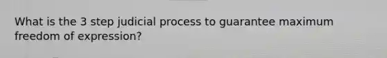 What is the 3 step judicial process to guarantee maximum freedom of expression?
