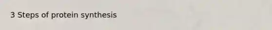 3 Steps of <a href='https://www.questionai.com/knowledge/kVyphSdCnD-protein-synthesis' class='anchor-knowledge'>protein synthesis</a>