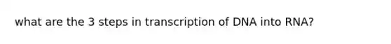 what are the 3 steps in transcription of DNA into RNA?