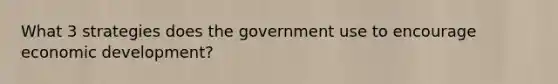 What 3 strategies does the government use to encourage economic development?