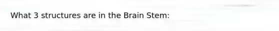 What 3 structures are in the Brain Stem: