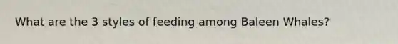 What are the 3 styles of feeding among Baleen Whales?