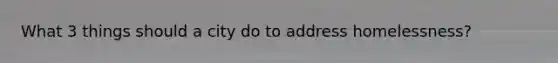 What 3 things should a city do to address homelessness?