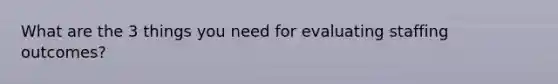What are the 3 things you need for evaluating staffing outcomes?