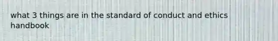 what 3 things are in the standard of conduct and ethics handbook