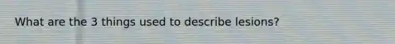 What are the 3 things used to describe lesions?