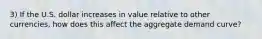 3) If the U.S. dollar increases in value relative to other currencies, how does this affect the aggregate demand curve?