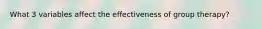 What 3 variables affect the effectiveness of group therapy?