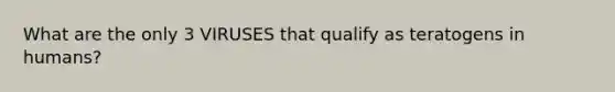 What are the only 3 VIRUSES that qualify as teratogens in humans?