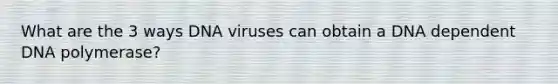 What are the 3 ways DNA viruses can obtain a DNA dependent DNA polymerase?