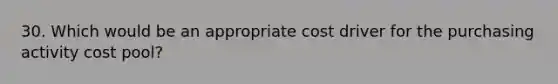 30. Which would be an appropriate cost driver for the purchasing activity cost pool?