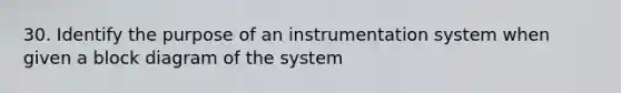 30. Identify the purpose of an instrumentation system when given a block diagram of the system