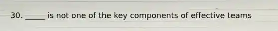 30. _____ is not one of the key components of effective teams