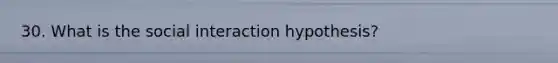 30. What is the social interaction hypothesis?