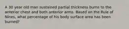 A 30 year old man sustained partial thickness burns to the anterior chest and both anterior arms. Based on the Rule of Nines, what percentage of his body surface area has been burned?