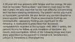 A 30-year-old man presents with fatigue and low energy. He says that he has been "feeling down" and tired on most days for the last 3 years. He also says that he has had difficulty concentrating and has been sleeping excessively. The patient denies any manic or hypomanic symptoms. He also denies any suicidal ideation or preoccupation with death. Physical examination findings are unremarkable. Laboratory findings are significant for the following: A medication is prescribed that decreases norepinephrine reuptake at the synaptic cleft. After 2 weeks, the patient returns for follow-up and complains of dizziness, dry mouth, and constipation. Which of the following drugs was most likely prescribed to this patient? A. Clonidine B. Venlafaxine C. Lithium D. Paroxetine E. Phenylephrine