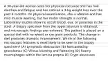 A 30-year-old woman sees her physician because she has had diarrhea and fatigue and has noticed a 3-kg weight loss over the past 6 months. On physical examination, she is afebrile and has mild muscle wasting, but her motor strength is normal. Laboratory studies show no occult blood, ova, or parasites in the stool. A biopsy specimen from the upper jejunum is obtained, and microscopic findings are reviewed. The patient is placed on a special diet with no wheat or rye grain products. The change in diet produces dramatic improvement. Which of the following microscopic features is most likely to be seen in the biopsy specimen? (A) Lymphatic obstruction (B) Noncaseating granulomas (C) Villous blunting and flattening (D) Foamy macrophages within the lamina propria (E) Crypt abscesses