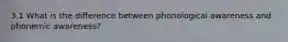3.1 What is the difference between phonological awareness and phonemic awareness?