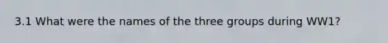 3.1 What were the names of the three groups during WW1?