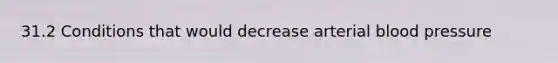 31.2 Conditions that would decrease arterial blood pressure