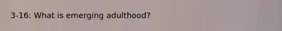 3-16: What is emerging adulthood?