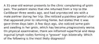 A 31-year-old woman presents to the clinic complaining of groin pain. The patient states that she returned from a trip to the Caribbean three weeks ago, and had unprotected sex with a male partner during her trip. She noticed a painless genital ulcer that appeared prior to returning home, but states that it was gone three days later. A few days ago, she noticed some pain and swelling in her groin, which has become progressively worse. On physical examination, there are inflamed superficial and deep inguinal lymph nodes forming a "groove" sign bilaterally. Which of the following is the most likely diagnosis?