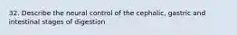 32. Describe the neural control of the cephalic, gastric and intestinal stages of digestion