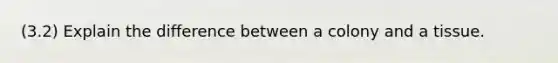 (3.2) Explain the difference between a colony and a tissue.