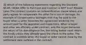 32 Which of the following statements regarding the Standard NCAR / NCBA Offer to Purchase and Contract is NOT true? Review Later The contract contains an indemnification clause where one party agrees to compensate the other for a loss or damage. An example of compensatory damages that may be paid to the buyer when a seller breaches the agreement would be the amount paid for the appraisal and inspections. When a buyer and seller are officially under contract, and the buyer demands the return of his due diligence fee, the listing broker must return the funds unless they already gave the check to the seller. The contract is voidable when the buyer or seller cannot close by the settlement date outlined in the contract.