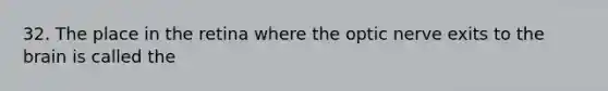 32. The place in the retina where the optic nerve exits to the brain is called the