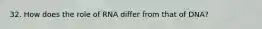 32. How does the role of RNA differ from that of DNA?