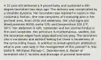 A 32 year-old delivered a 9-pound baby and sustained a 4th-degree laceration two days ago. The delivery was complicated by a shoulder dystocia. Her laceration was repaired in layers in the customary fashion. She now complains of increasing pain in her perineal area, fever chills and weakness. Her vital signs are: blood pressure 90/50; pulse 120; and temperature 102.2°F, 39°C. Her abdomen is soft, nontender and her uterine fundus is firm and nontender. Her perineum is erythematous, swollen, but the laceration edges have separated and are grey. The laceration site is nontender and without feeling but there is tenderness of the surrounding tissue. In addition to broad spectrum antibiotics, what is your next step in the management of this patient? A. Sitz baths B. Whirlpool therapy C. Debridement D. Repair of laceration site E. Incision and drainage of perineal laceration