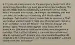 A 32-year-old male presents to the emergency department after sustaining a laceration two days ago while preparing dinner. The patient states that he accidentally cut himself with his knife, which was clean and unused. He thought the bleeding was well controlled but woke up this morning with blood-soaked bandages. Past medical history reveals that he received a TDaP vaccination approximately 5 years ago. Physical exam reveals a 6 cm laceration to the left forearm that extends through the dermal layers. Wound edges appear to be linear with no maceration. The wound continues to slowly ooze sanguineous drainage. Which of the following is the most appropriate next step in management? A. apply silver-impregnated bandages B. irrigation with normal saline C. psychiatric consultation D.simple suture closure E. Td booster