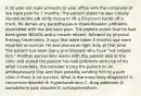 A 32-year-old male presents to your office with the complaint of low back pain for 7 months. The patient states he was initially injured on the job while trying to lift a 50-pound barrel off a truck. He denies any paresthesias or bowel/bladder problems associated with the low back pain. The patient states that he had been given NSAIDs and a muscle relaxer, followed by physical therapy treatments. X-rays that were taken 5 months ago were reported as normal. He was placed on light duty at that time. The patient has seen many practitioners who have "not helped him." Another person who works with this patient was at the clinic and stated the patient has had problems with one of his other coworkers. You consider trying the patient on an antidepressant first and then possibly sending him to a pain clinic if there is no success. What is the most likely diagnosis? A. conversion disorder B. hypochondriasis C. drug addiction D. somatoform pain disorder E. schizophreniform